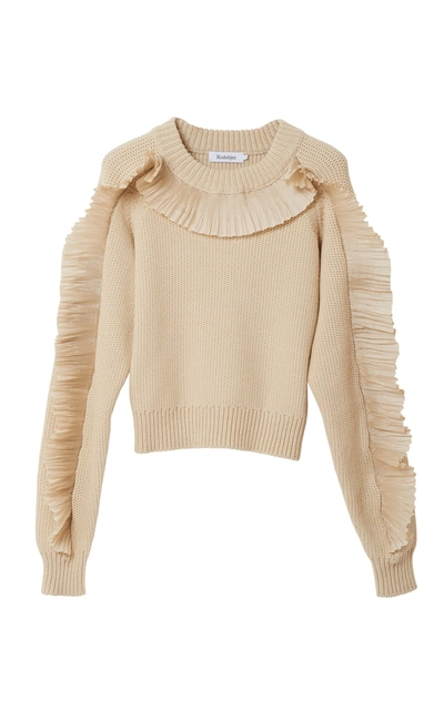 Shop Rodebjer Phoenix Ruffled Cotton-blend Sweater In Neutral