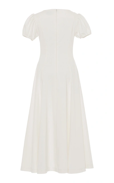 Shop Luisa Beccaria Women's Stretch Cotton-blend Midi Dress In White