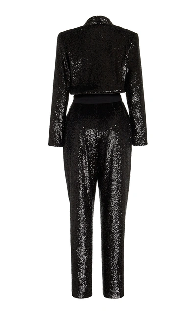 Shop A.l.c Women's Kieran Belted Sequined Crepe Jumpsuit In Black