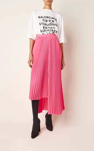 Shop Balenciaga Women's Asymmetric Pleated Georgette Skirt In Pink