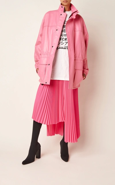 Shop Balenciaga Women's Asymmetric Pleated Georgette Skirt In Pink