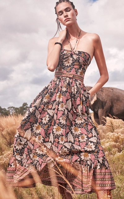 Shop Alexis Aniessa Printed Cotton Halterneck Dress In Multi