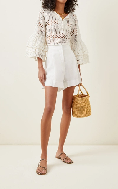 Shop Figue Reina Ruffled Cotton Eyelet Top In White