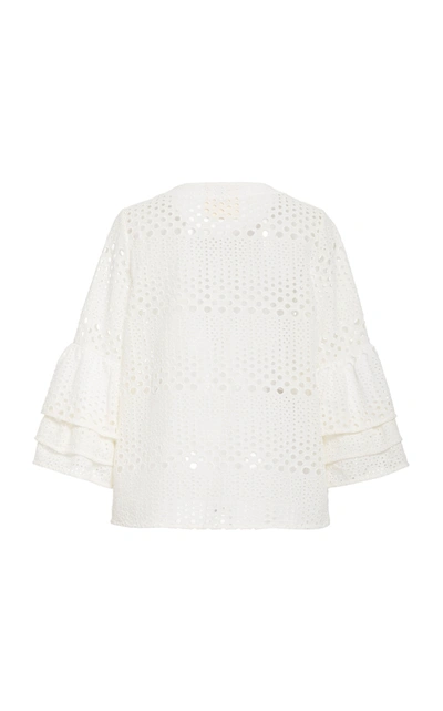 Shop Figue Reina Ruffled Cotton Eyelet Top In White