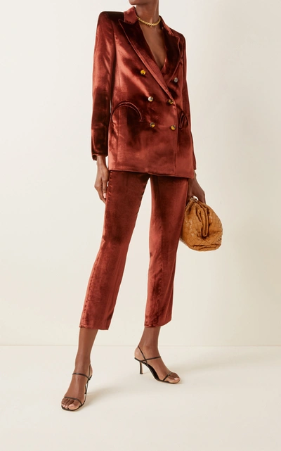 Shop Blazé Milano Tã© Salt Everyday Woven-silk Blazer In Red