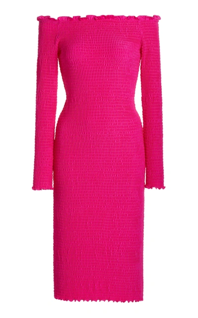 Shop Balenciaga Women's Smocked Jersey Dress In Pink