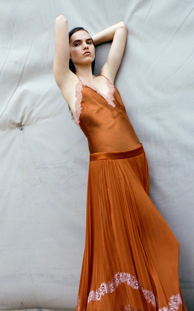 Shop Jonathan Simkhai Blair Lace-trimmed Silk Slip Dress In Neutral
