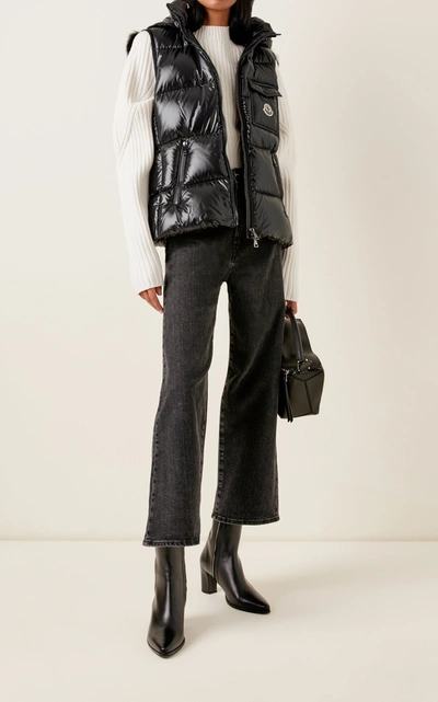 Shop Moncler Balabio Fur-trimmed Down Puffer Vest In Black