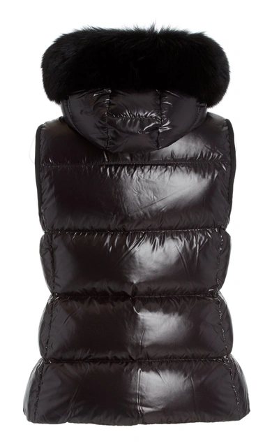 Shop Moncler Balabio Fur-trimmed Down Puffer Vest In Black