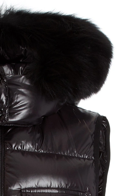Shop Moncler Balabio Fur-trimmed Down Puffer Vest In Black