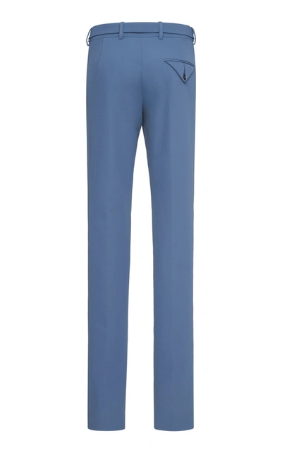 Shop Bottega Veneta Gabardine Straight-leg Pants In Blue