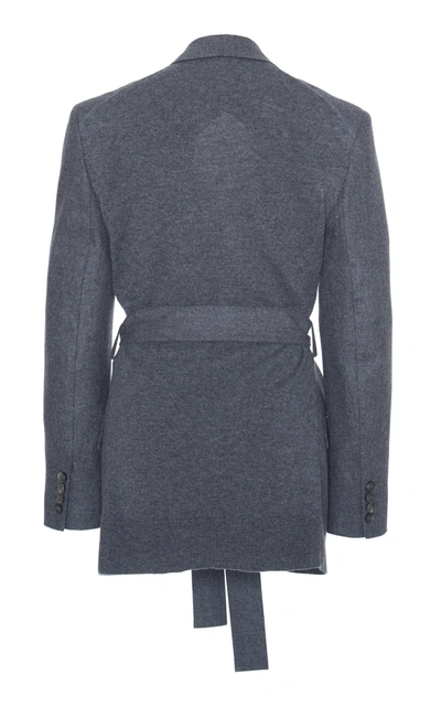 Shop Agnona Belted Wool-blend Blazer In Grey