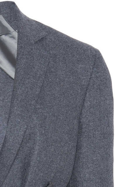Shop Agnona Belted Wool-blend Blazer In Grey