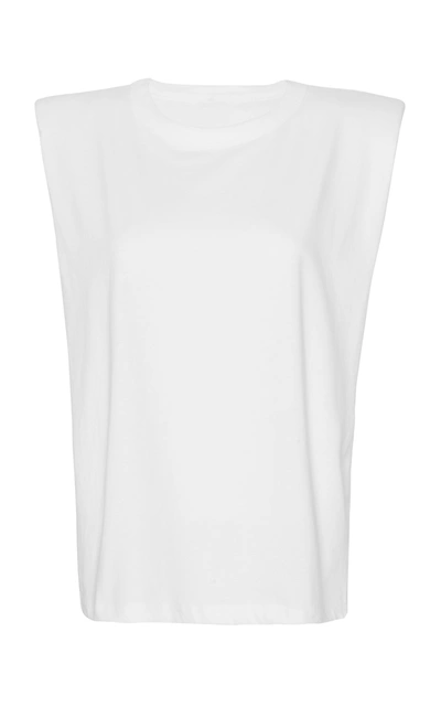 Shop The Frankie Shop Women's Eva Padded-shoulder Cotton Muscle T-shirt In White