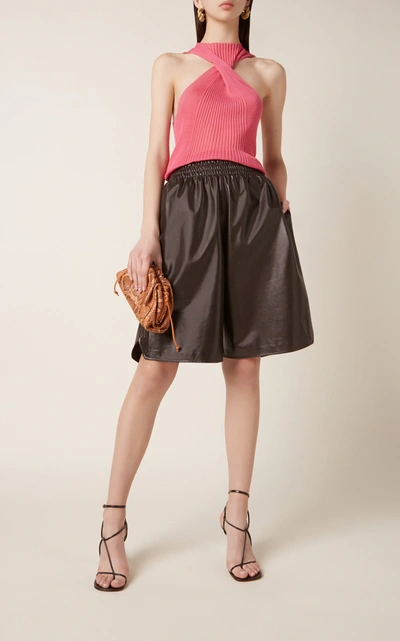 Bottega Veneta Twisted Ribbed Cotton-blend Tank Top In Pink