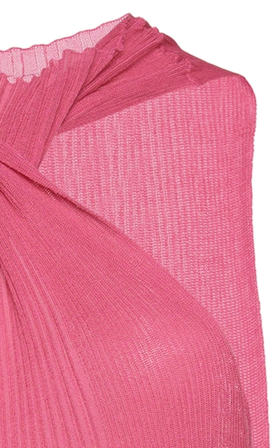 Shop Bottega Veneta Women's Twisted Ribbed Cotton-blend Tank Top In Pink