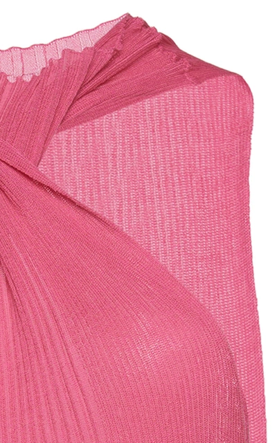 Bottega Veneta Twisted Ribbed Cotton-blend Tank Top In Pink