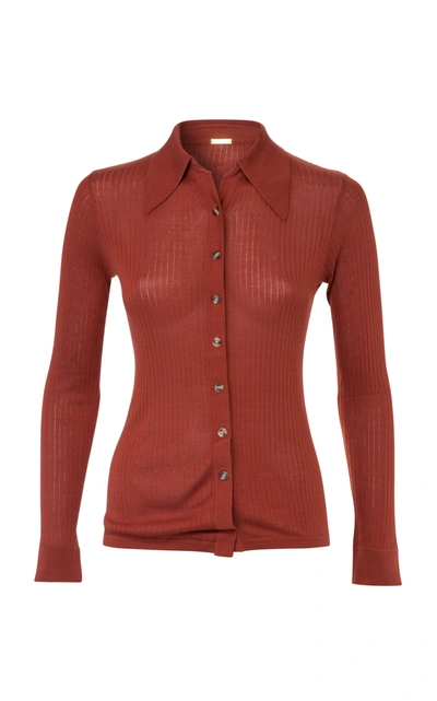 Shop Dodo Bar Or Paya Knitted Stretch-jersey Shirt In Red