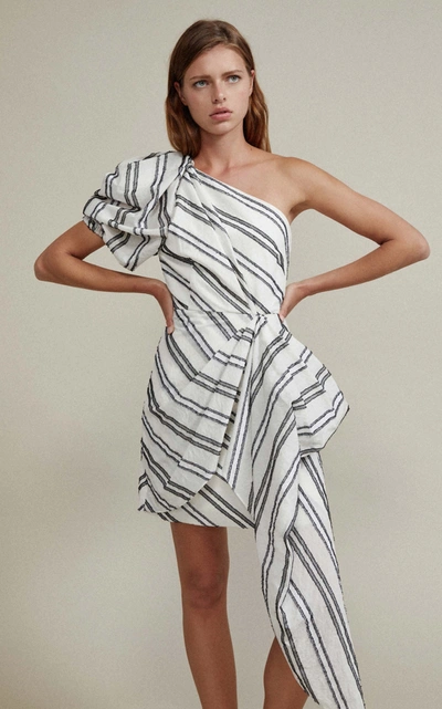 Shop Acler Strand One Shoulder Striped Dress