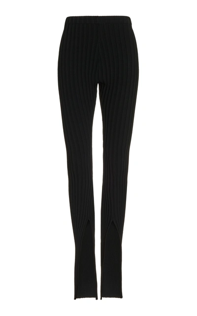 Shop Boyarovskaya Cutout Ribbed-knit Leggings In Black