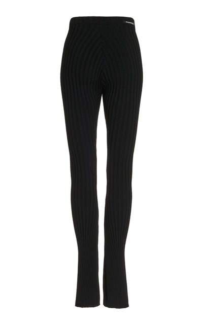 Shop Boyarovskaya Cutout Ribbed-knit Leggings In Black