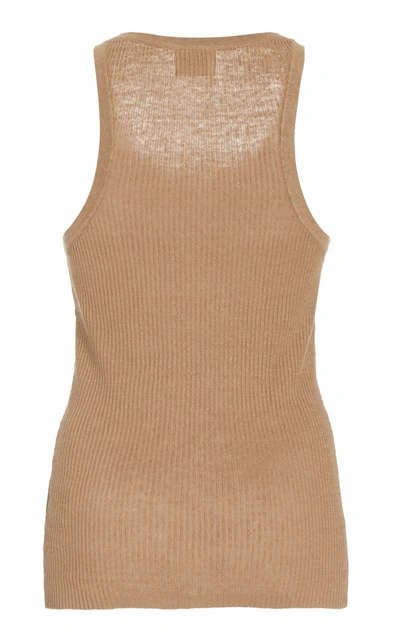 Shop St Agni Women's Iman Ribbed-knit Linen Tank Top In Brown,white