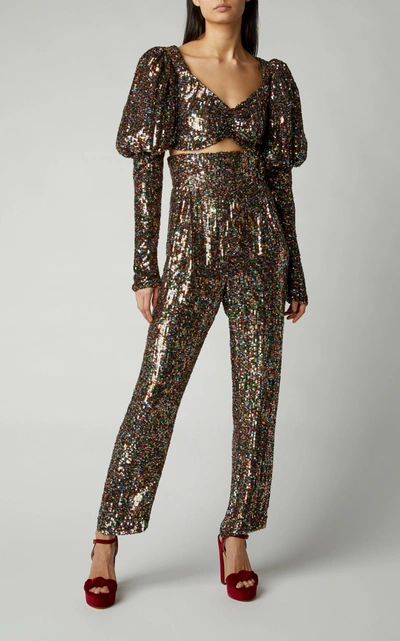 Shop Rodarte Women's Sequined Tulle Straight-leg Pants In Multi