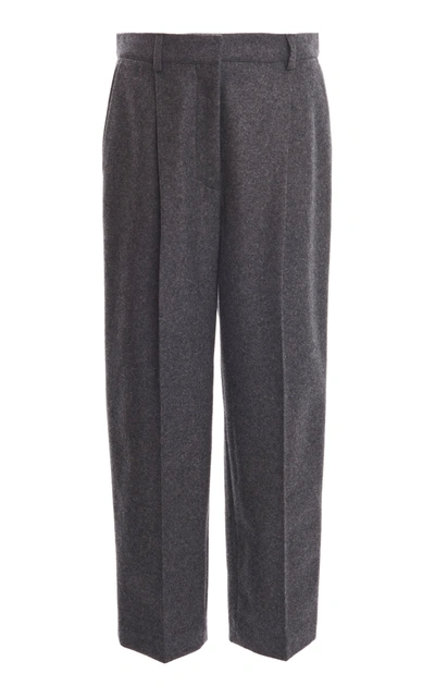 Shop Acne Studios Wool-flannel Straight-leg Pants In Black