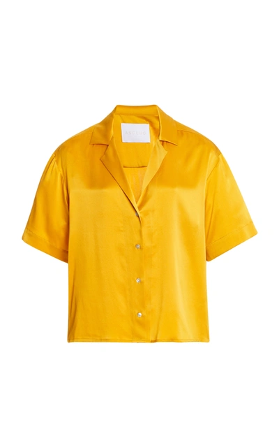 Shop Asceno The Prague Silk Satin Shirt In Orange