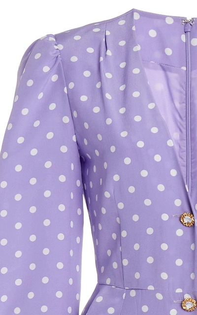 Shop Alessandra Rich Women's Button-detailed Polka-dot Silk Midi Dress In Purple