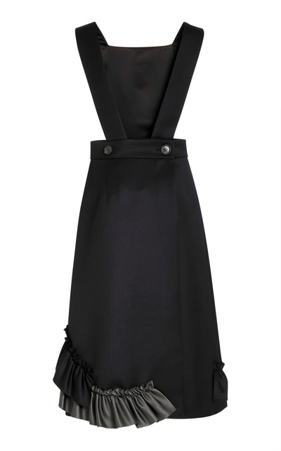 Miu Miu Ruffled Wool Midi Dress In Navy