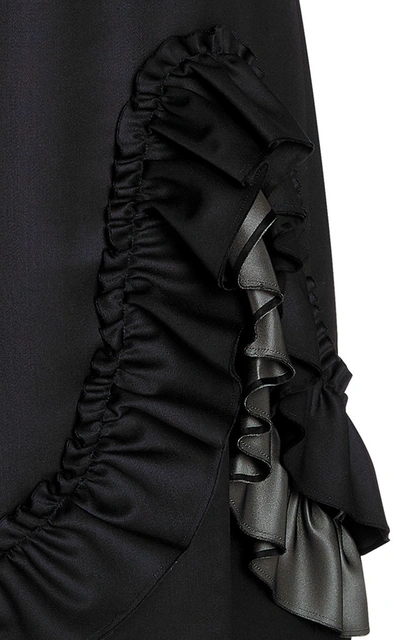 Miu Miu Ruffled Wool Midi Dress In Navy