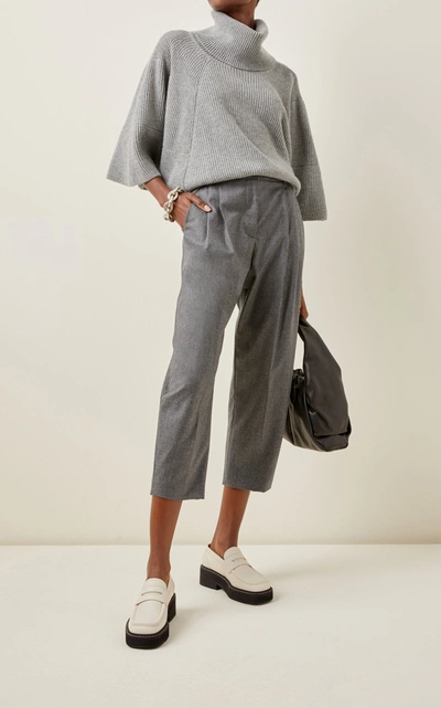 Shop Stella Mccartney Dawson Cropped Wool Straight-leg Pants In Grey