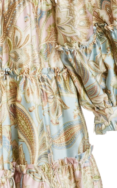 Shop Zimmermann Ladybeetle Tiered Paisley Wool-silk Midi Dress In Floral