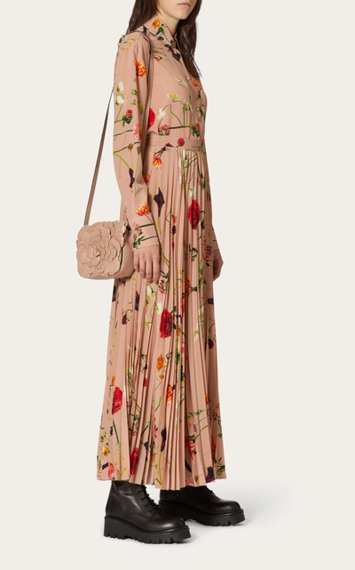 Shop Valentino Pleated Floral Silk Maxi Skirt In Print