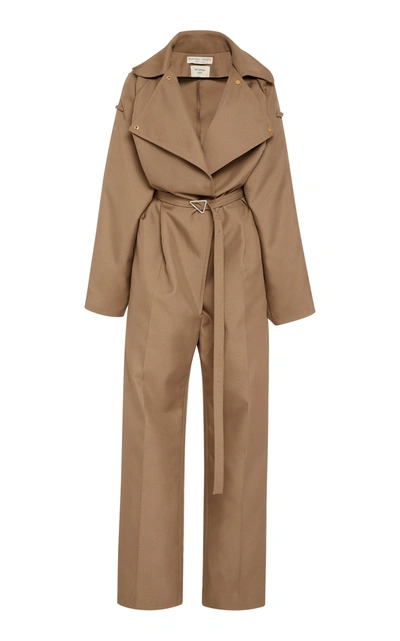 Shop Bottega Veneta Women's Belted Full-length Twill Jumpsuit In Neutral