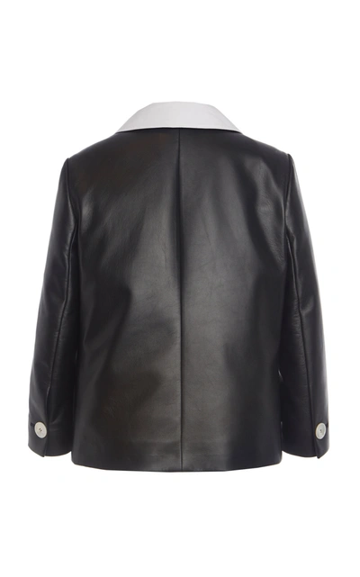 Shop Prada Two-tone Leather Jacket In Black