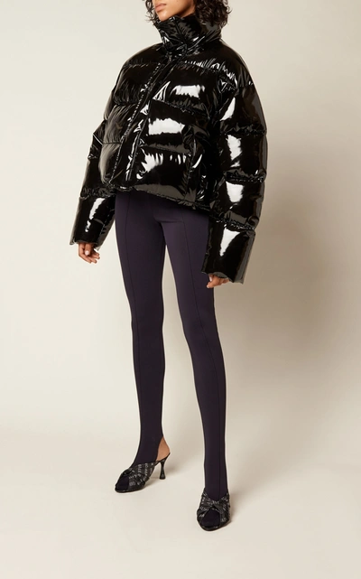Shop Balenciaga Cropped Glossed-shell Down Coat In Black