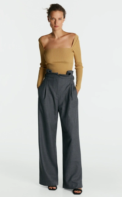 Shop Anna October High-rise Wool-blend Pants In Grey