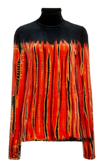 Shop Proenza Schouler Women's Tie-dyed Velvet Turtleneck Top In Print