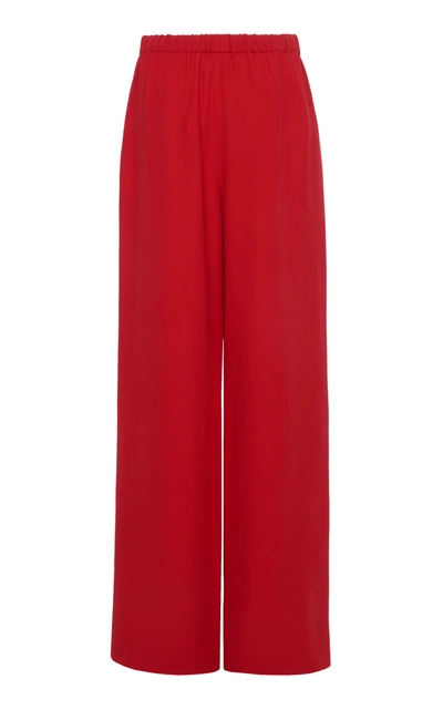 Shop Valentino Women's Drawstring Silk Cady Wide-leg Pants In Red,pink