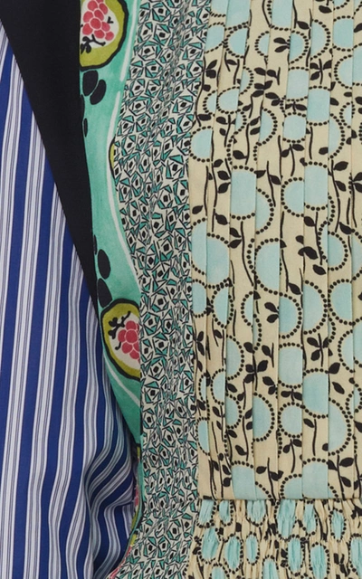 Prada Pintucked Pleated Printed Cotton-poplin And Crepe De Chine Midi Dress In Print