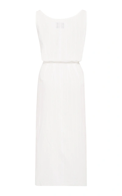 Shop Anemone The Dkl Midi Wrap Dress In Stripe Cotton Linen Crepe In White