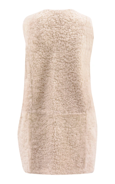 Shop Marni Long Reversible Shearling Vest In White