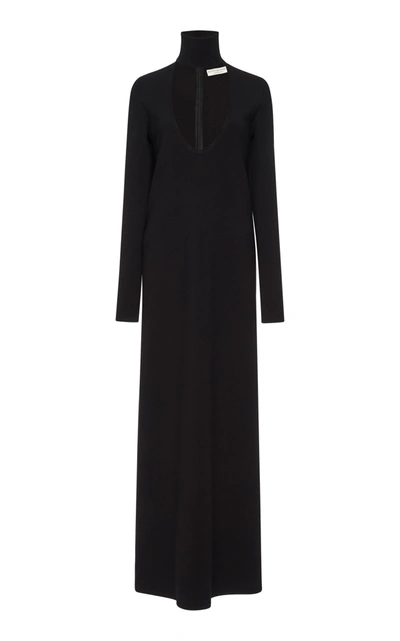 Shop Bottega Veneta Wool-blend Maxi Dress In Black
