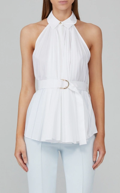 Shop Acler Prospect Belted Poplin Top In White