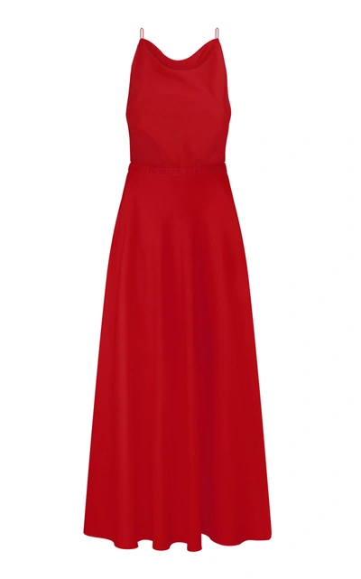 Shop Anna October Open-back Crepe Dress In Red