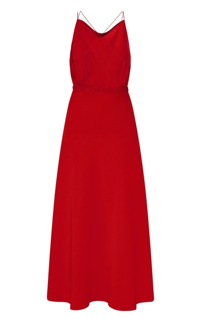 Shop Anna October Open-back Crepe Dress In Red