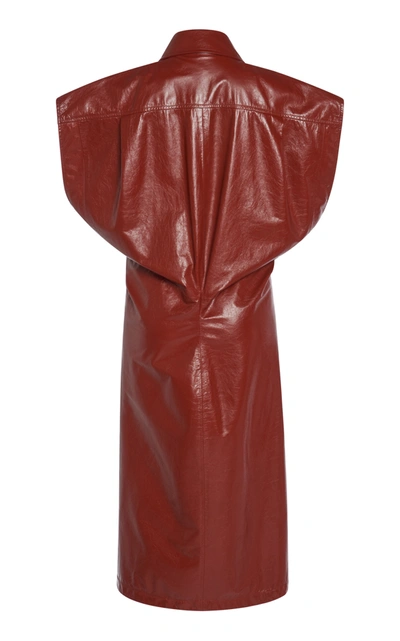 Shop Bottega Veneta Leather Midi Dress In Brown