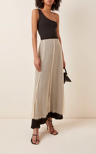 Shop Albus Lumen Women's Double-layer Crepe-silk Skirt In Neutral,black